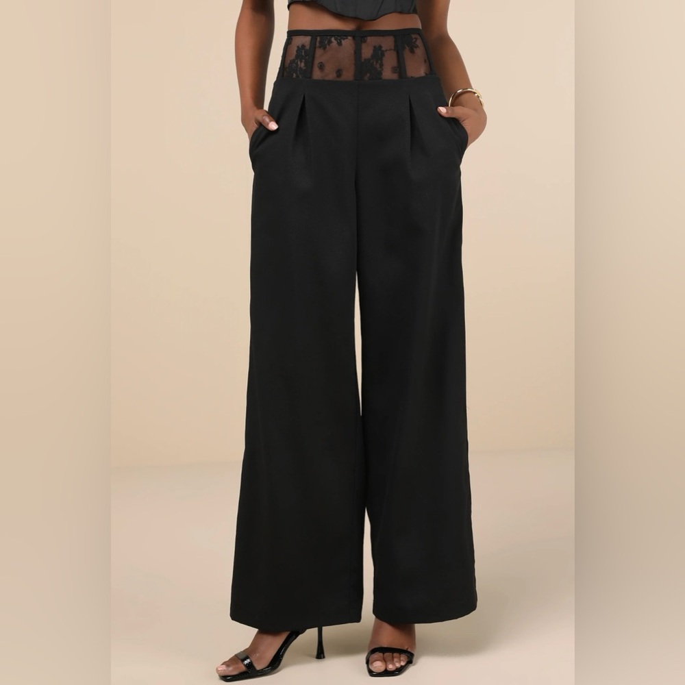 Unbelievable Allure Black Sheer Lace Wide-Leg Trouser Pants
Lulus